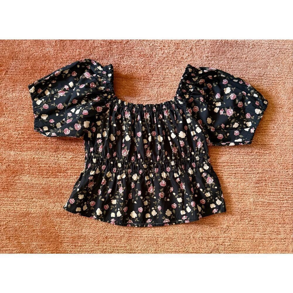 Celebrity Pink Floral Off Shoulder Top XL Puff Sleeve Cotton
